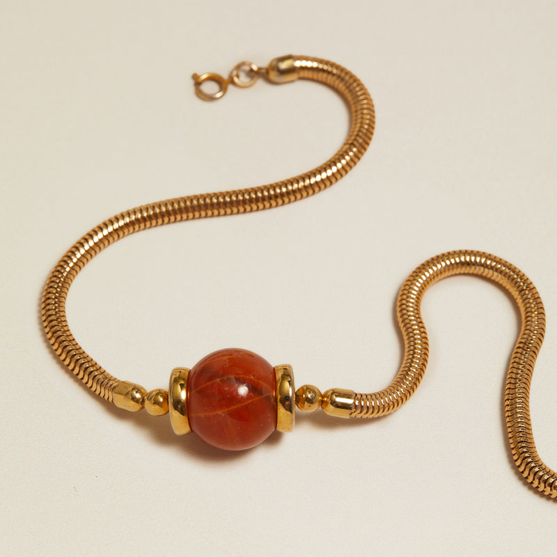 Short Necklace Vintage Tiger's Eye Bead Snake Chain Necklace Orelia Jewellery