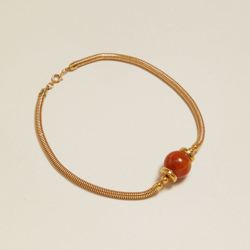 Short Necklace Vintage Tiger's Eye Bead Snake Chain Necklace Orelia Jewellery