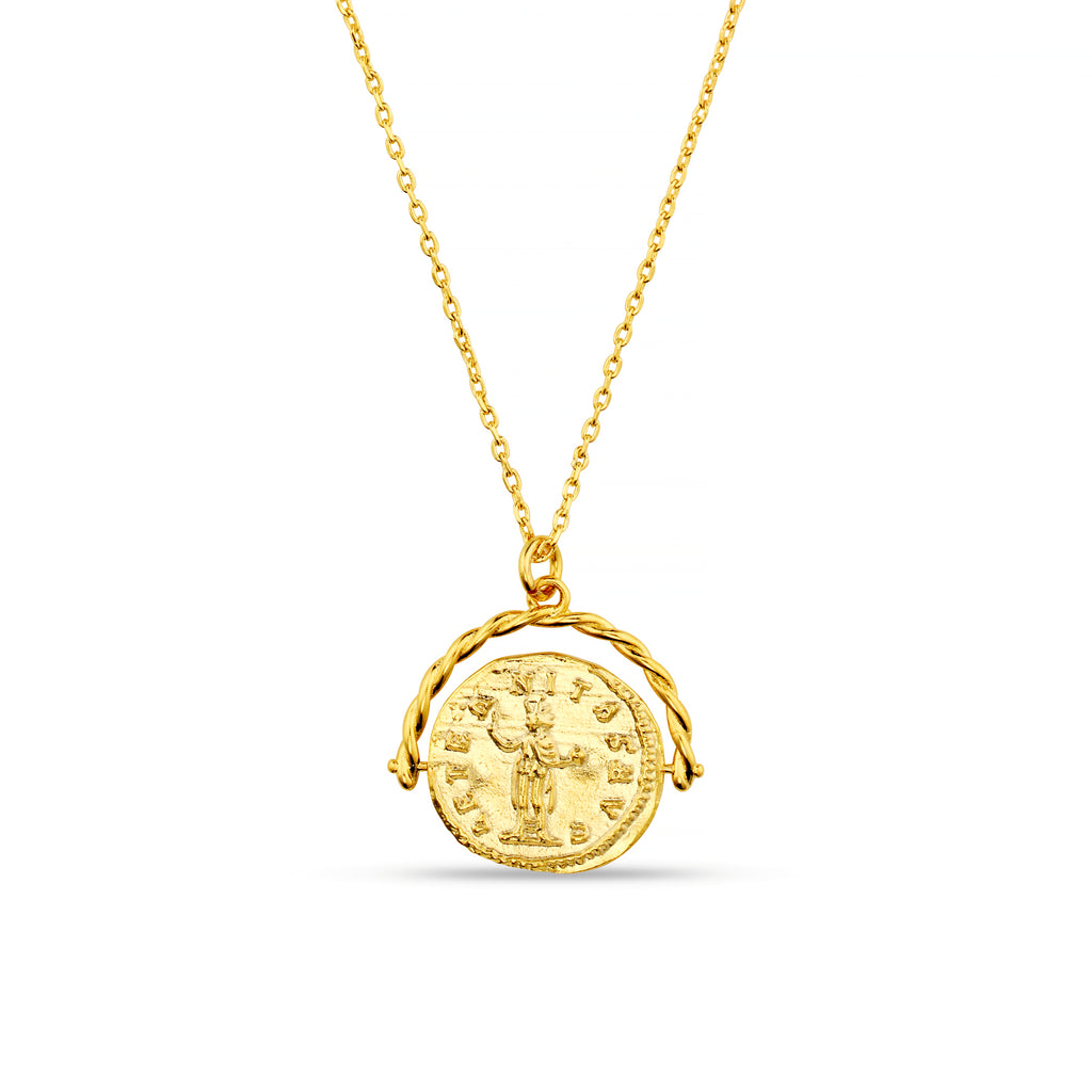 Gold Coin Necklace | Gold Charm Necklace | Medallion Spinner | Orelia