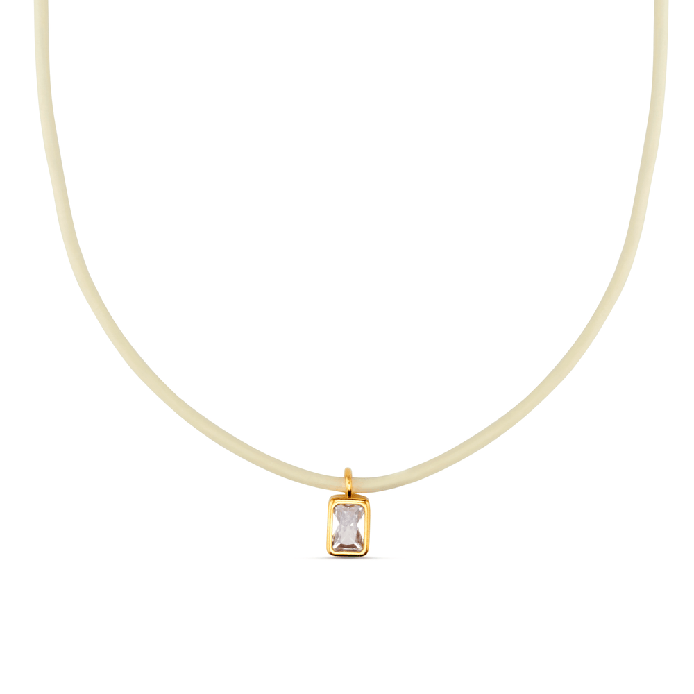 Short Necklaces Crystal Baguette & Leather Adjustable Necklace Orelia Jewellery