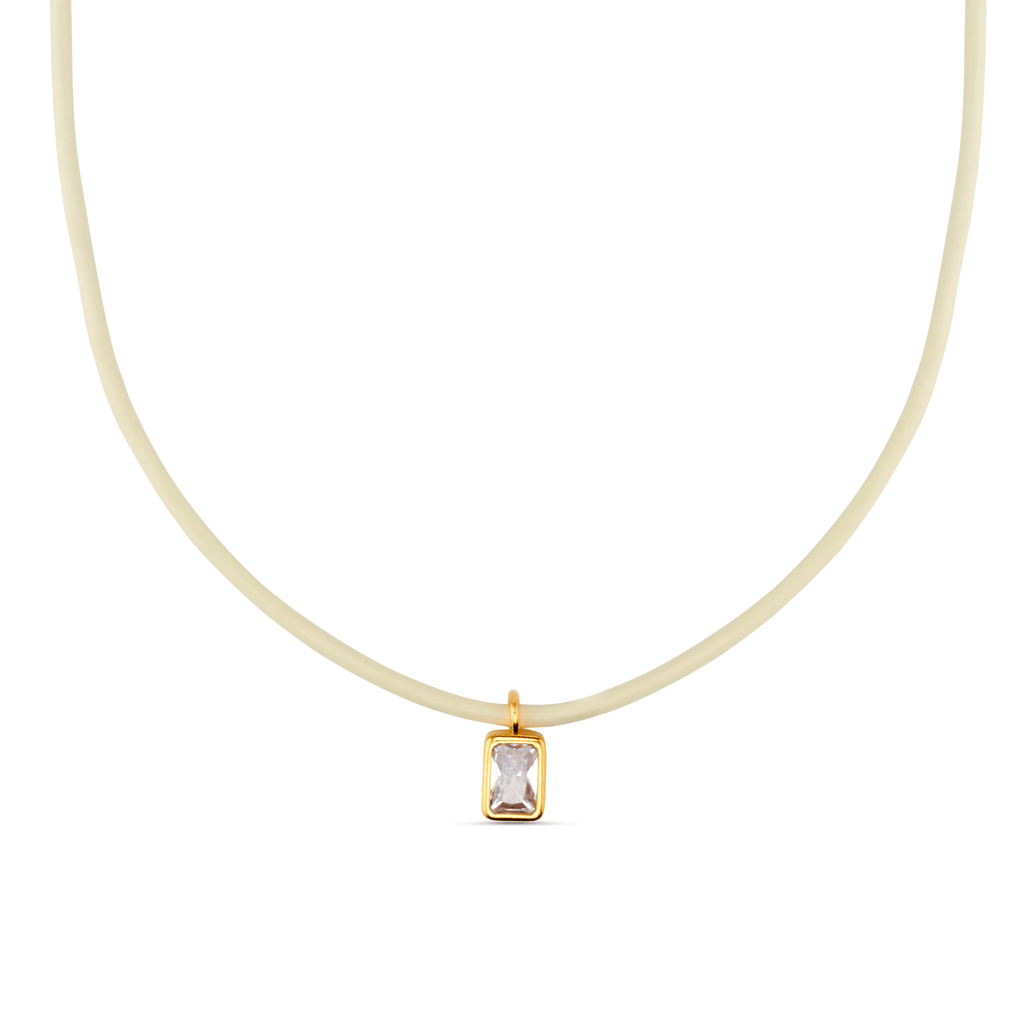 Crystal Baguette & Leather Adjustable Necklace
