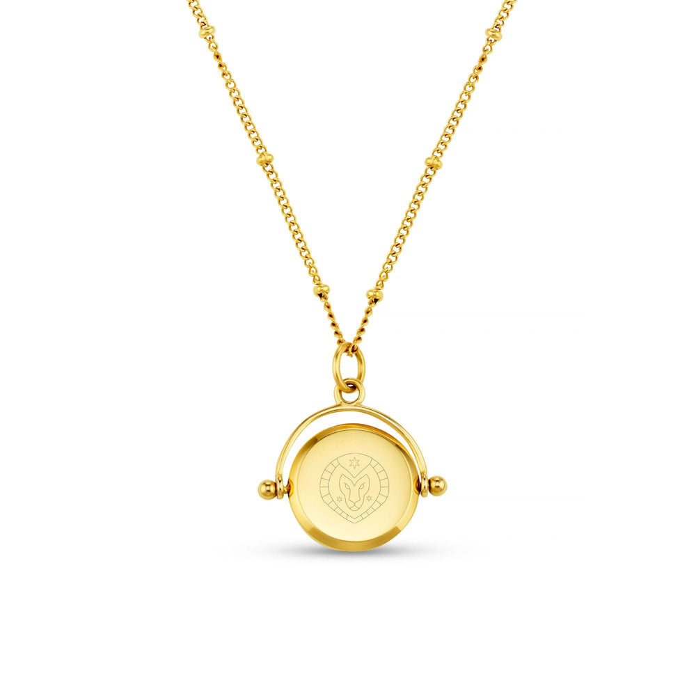 Short Necklaces LUXE Leo Engraved Faceted Disc Spinner Necklace - Gold Orelia Jewellery