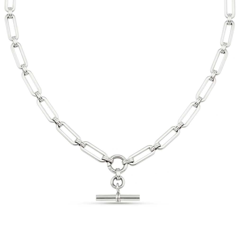 Short Necklaces LUXE Linear Link T-Bar Necklace - Silver Orelia Jewellery