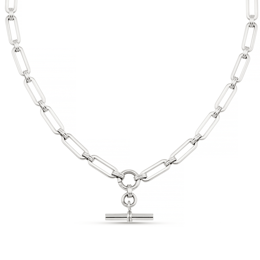 Linear Link T Bar Necklace