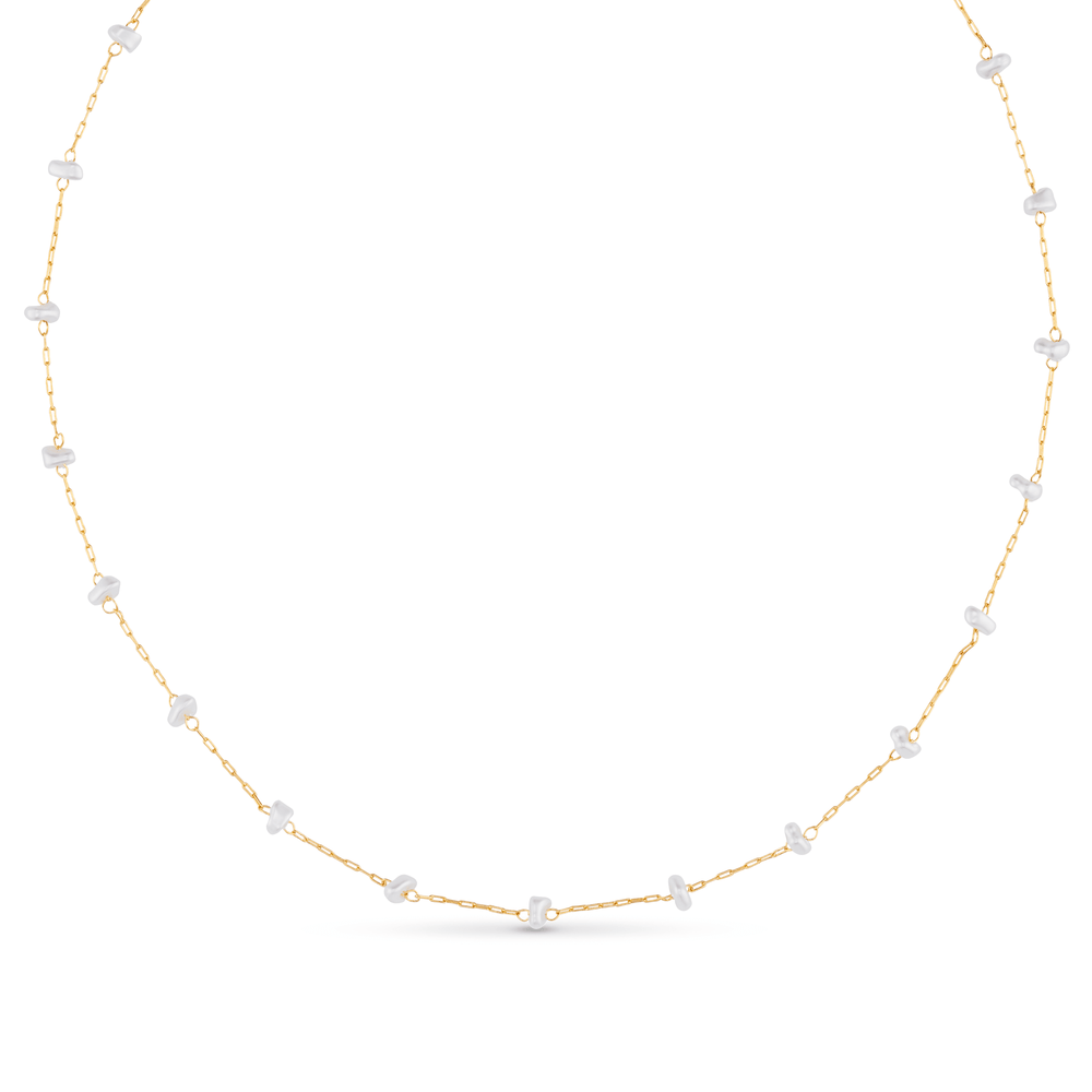 Short Necklaces Pearl Stationed Chain Necklace Orelia Jewellery
