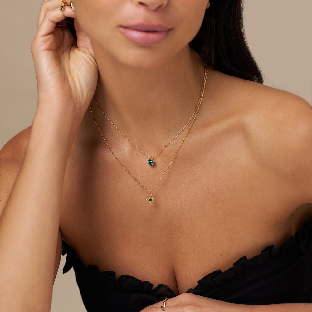 Short Neckwear Emerald Star Charm Necklace Orelia Jewellery