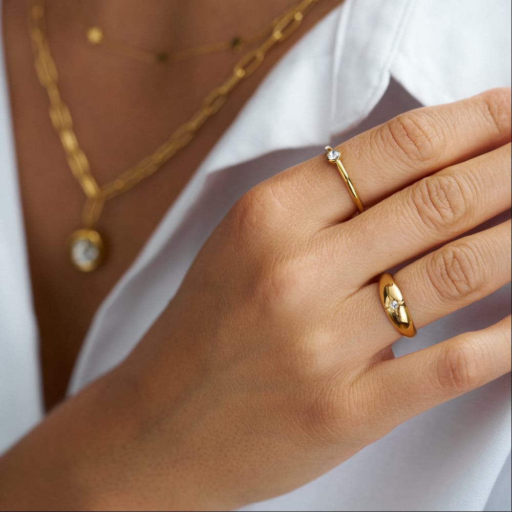 Single Band Ring LUXE Starburst Domed Ring Orelia Jewellery