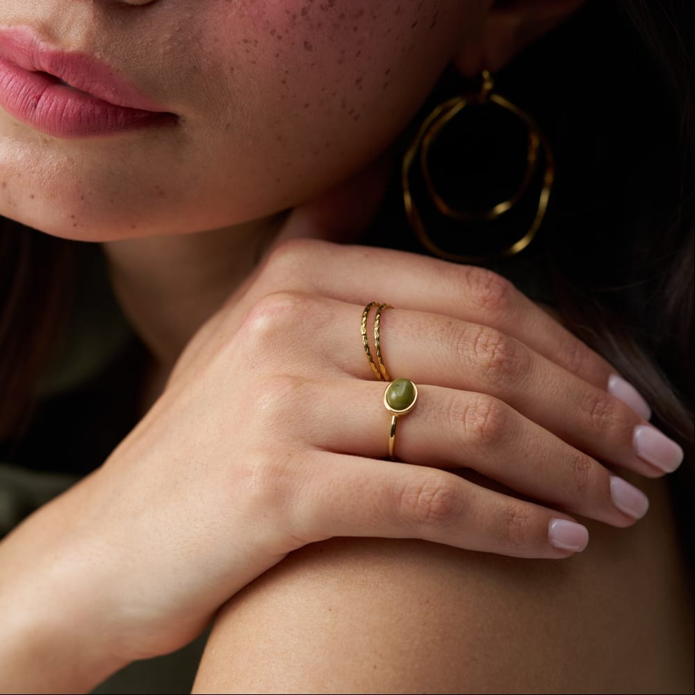 Single Band Ring Semi-Precious Green Jade Ring Orelia Jewellery