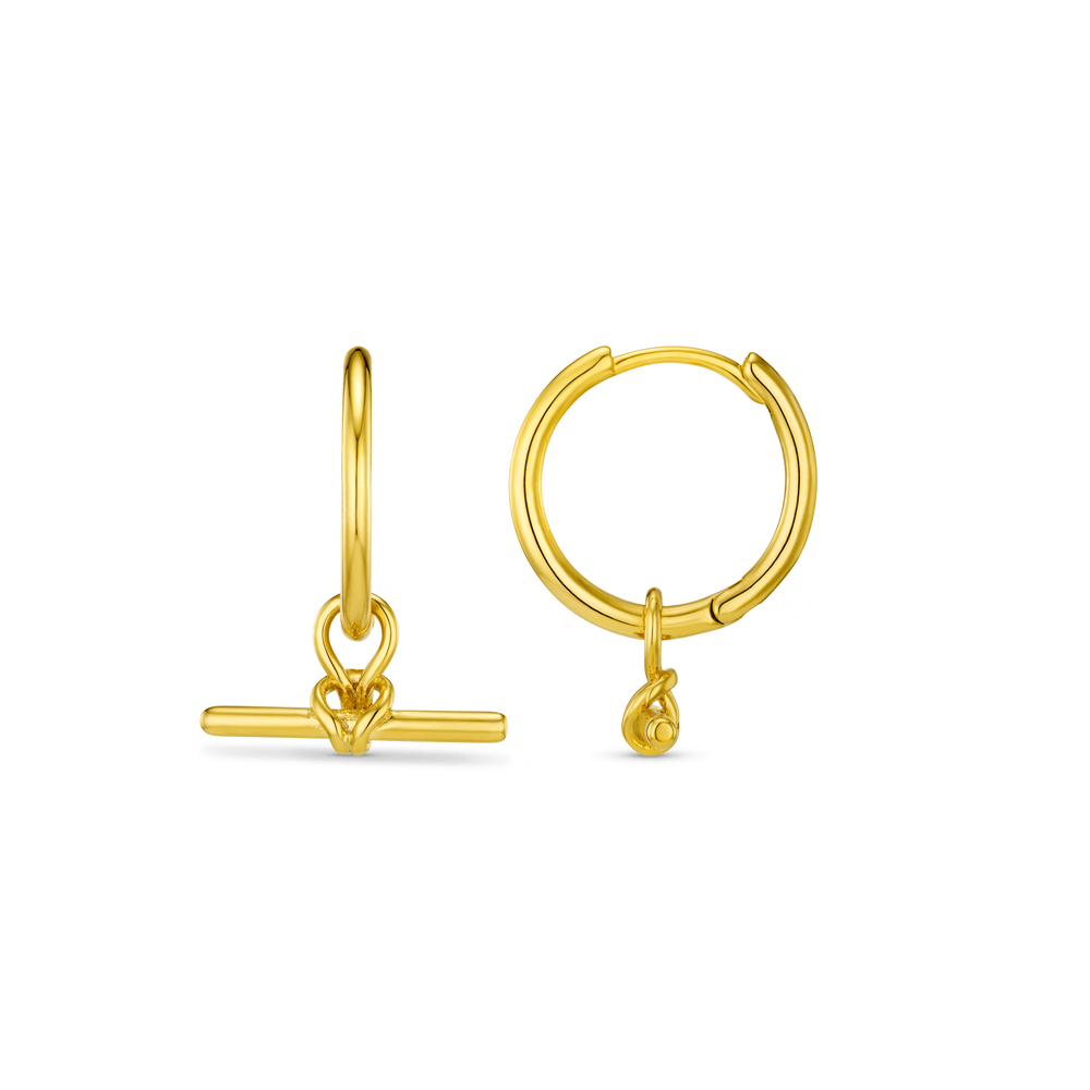 Small Hoop Dainty T-Bar Knot Hoop Earrings - Gold Orelia Jewellery