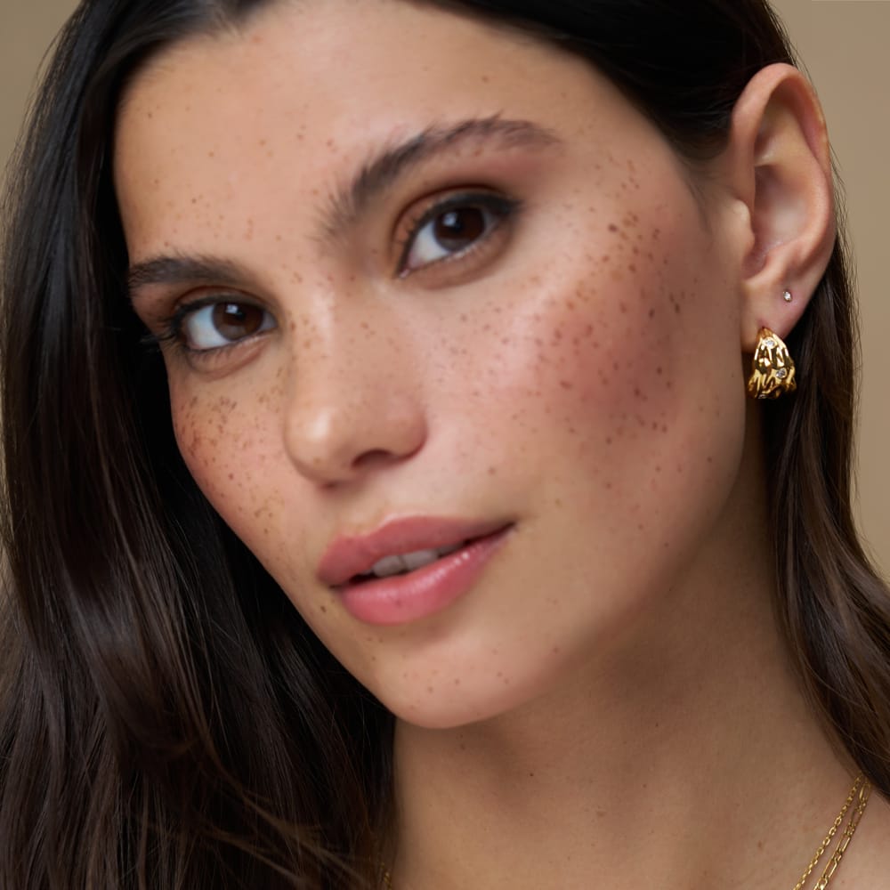 Small Hoop Default Molten & Crystal Tapered Hoop Earrings Orelia Jewellery