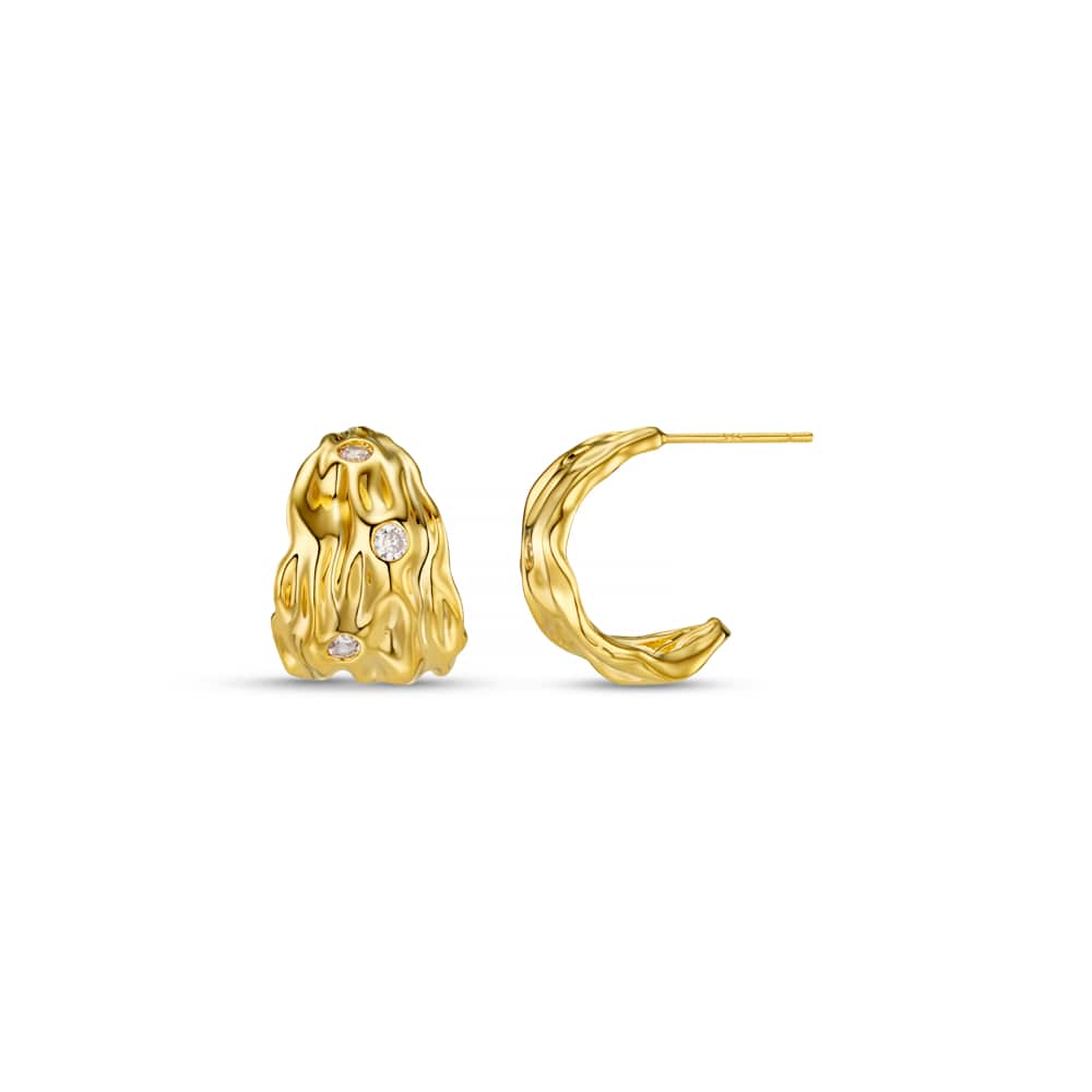 Small Hoop Default Molten & Crystal Tapered Hoop Earrings Orelia Jewellery