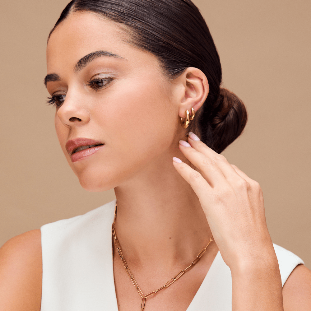 Small Hoop LUXE Chubby Huggie Hoop Earrings Orelia Jewellery