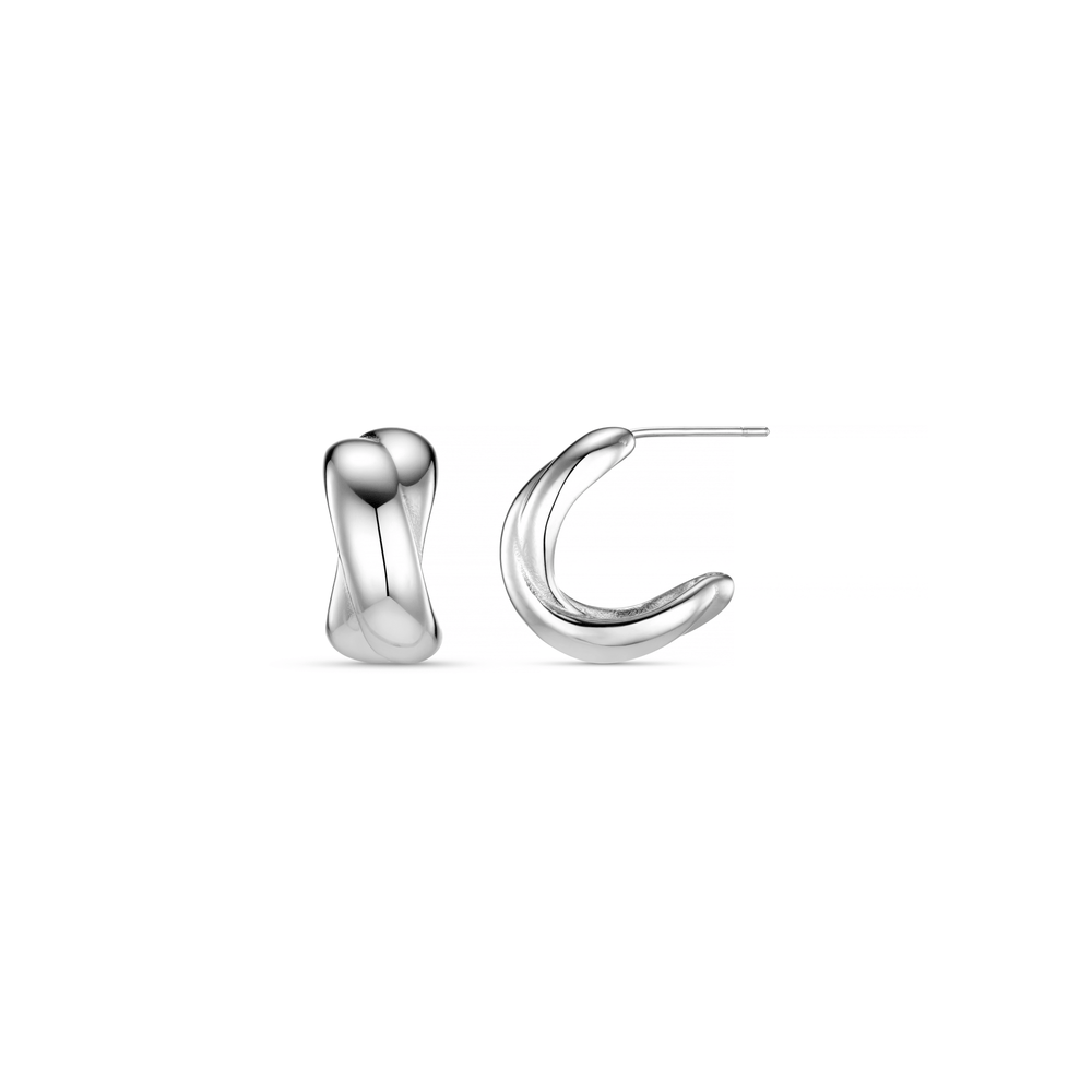 Small Hoop LUXE Polished Crossover Hoop Earrings - Silver Orelia Jewellery