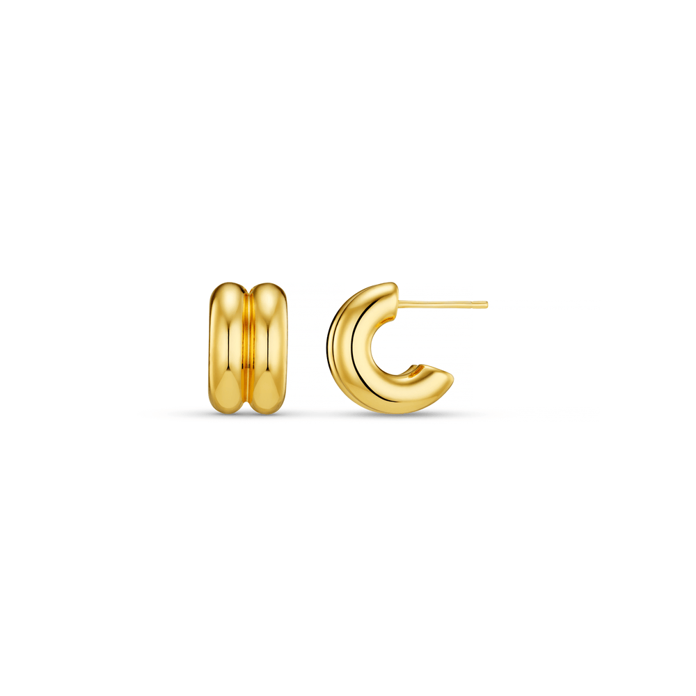Small Hoop LUXE Polished Linear Chunky Hoop Earrings Orelia Jewellery