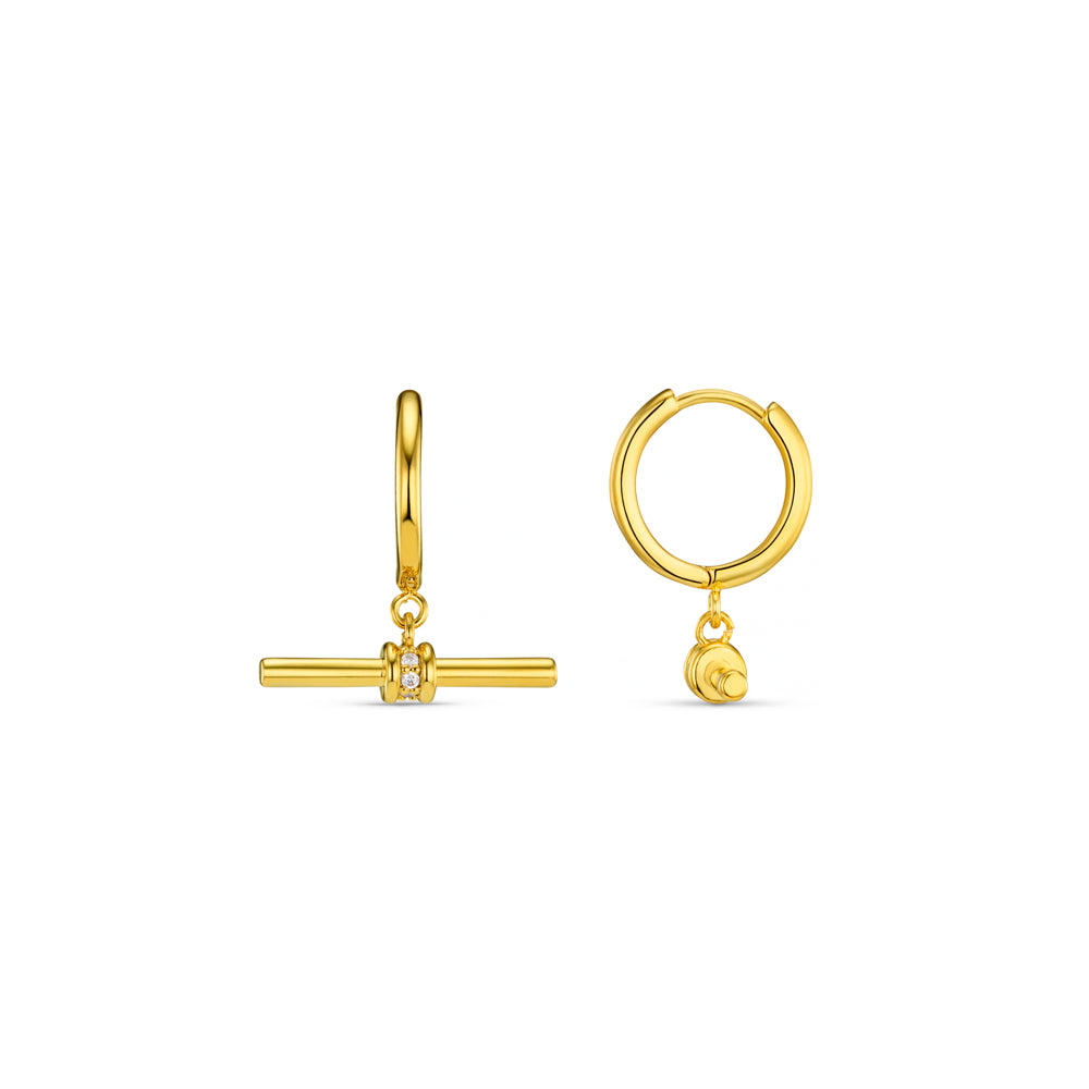 Small Hoop ONE Crystal Detail T-Bar Hoop Earrings Orelia Jewellery