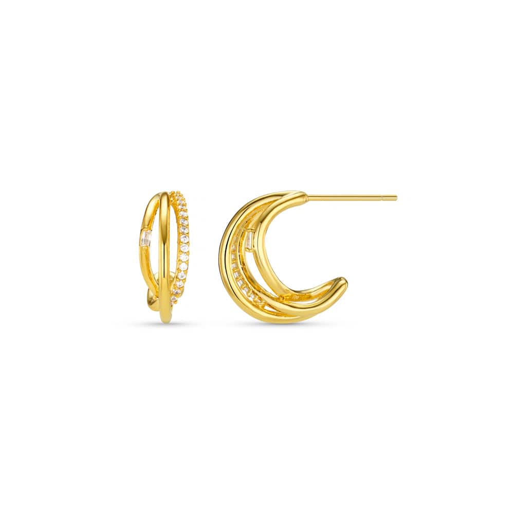 Small Hoop ONE Mixed Pavé Triple Illusion Hoop Earrings Orelia Jewellery