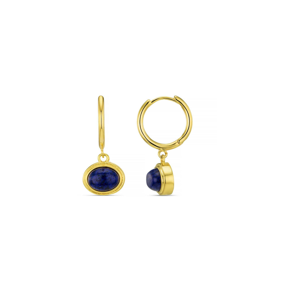 Small Hoop Semi-Precious Lapis Charm Earrings Orelia Jewellery