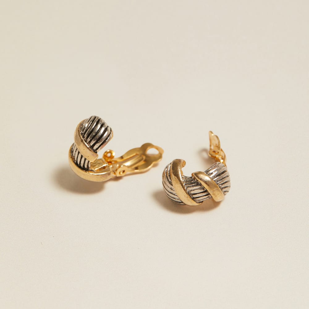 Small Hoop Vintage Mixed Metal Hoop Clip-On Earrings Orelia Jewellery