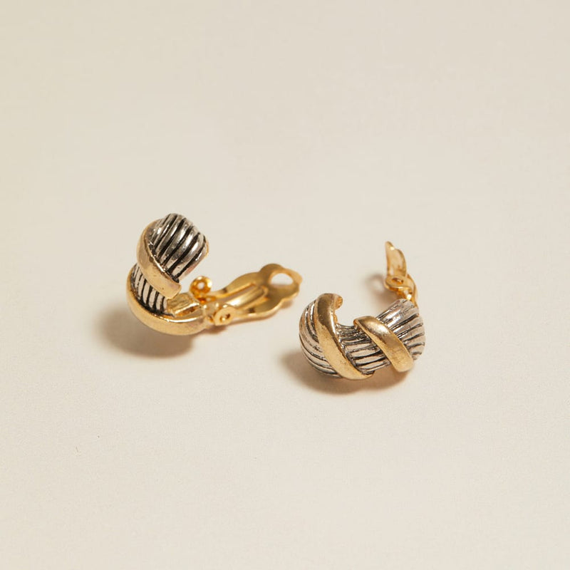 Small Hoop Vintage Mixed Metal Hoop Clip-On Earrings Orelia Jewellery