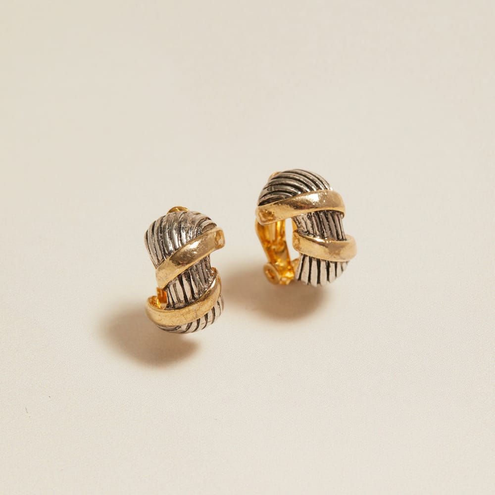 Small Hoop Vintage Mixed Metal Hoop Clip-On Earrings Orelia Jewellery