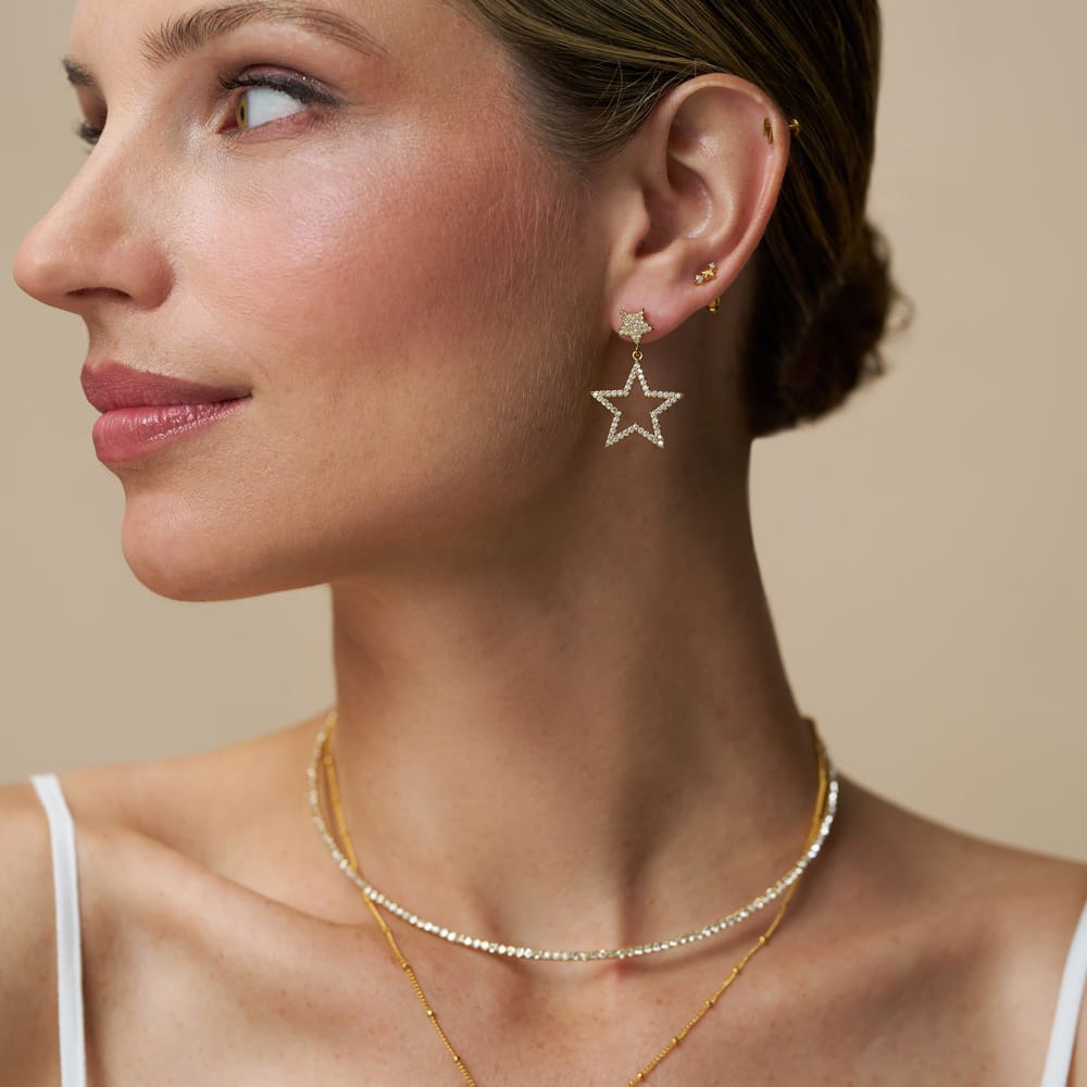 Statement Earring Crystal Cut-Out Star Drop Earrings Orelia Jewellery
