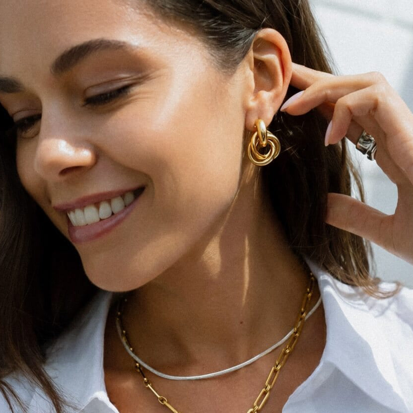 Statement Earring Default Statement Interlocking Earrings - Gold Orelia Jewellery