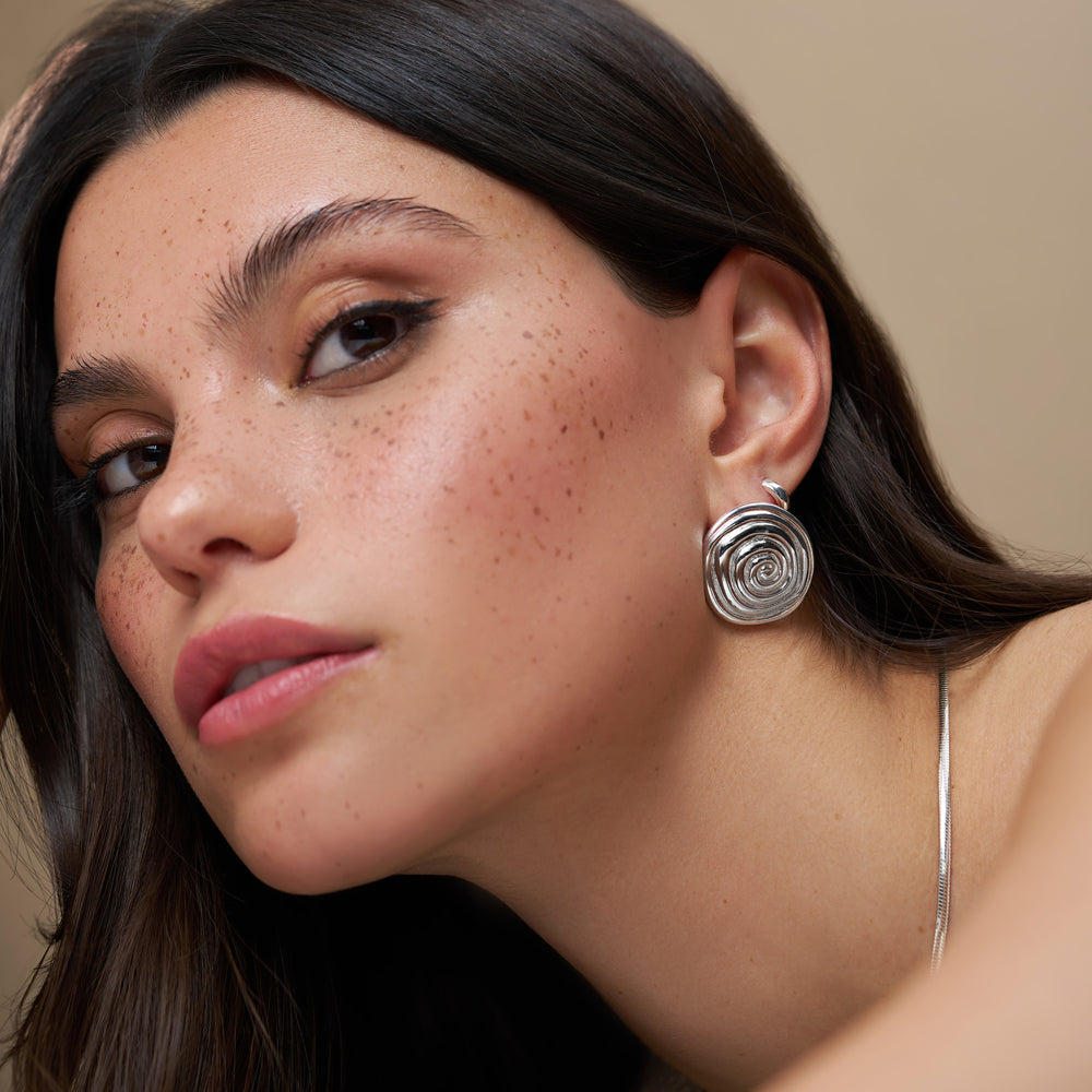 Statement Earring Default Statement Spiral Stud Earrings - Silver Orelia Jewellery