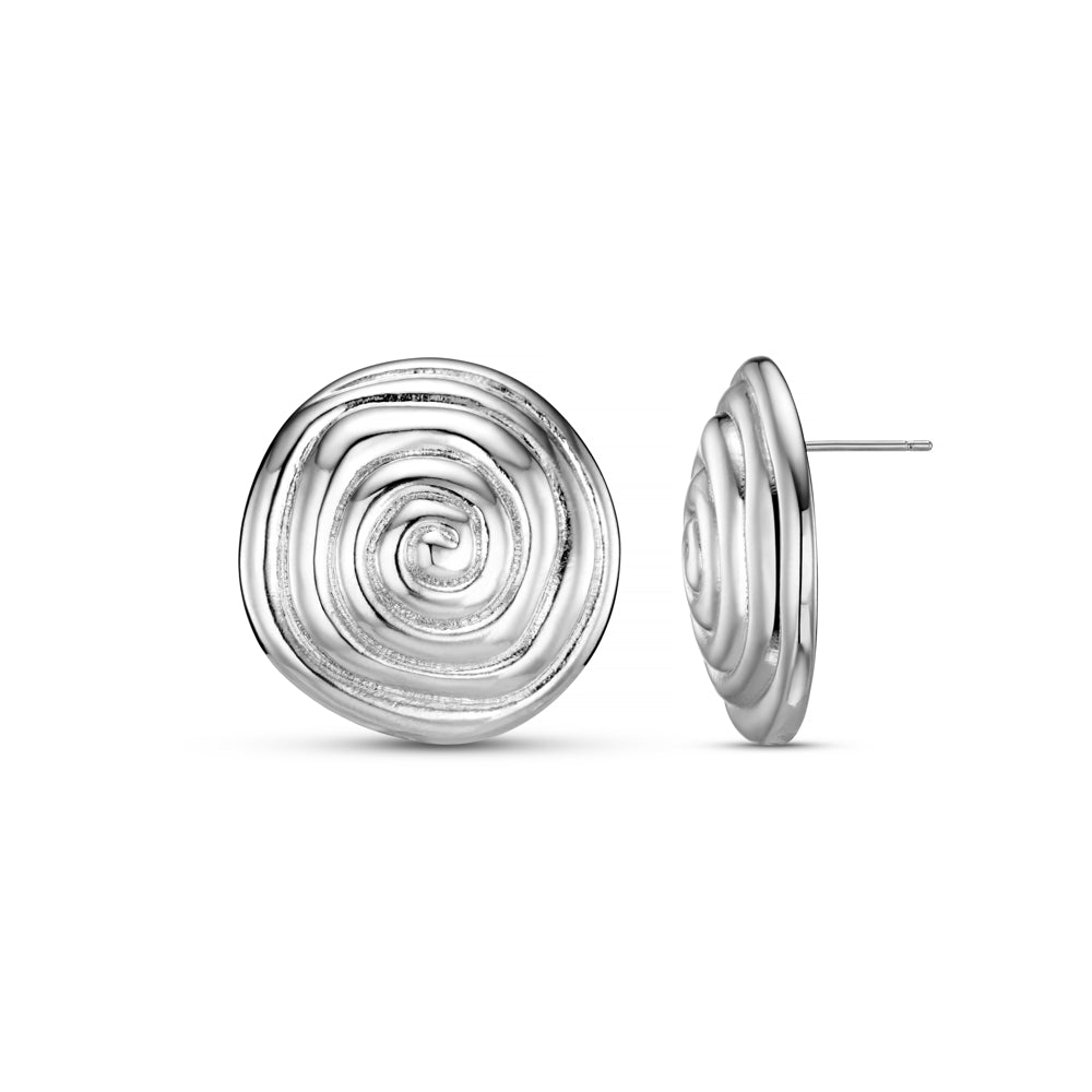 Statement Earring Default Statement Spiral Stud Earrings - Silver Orelia Jewellery