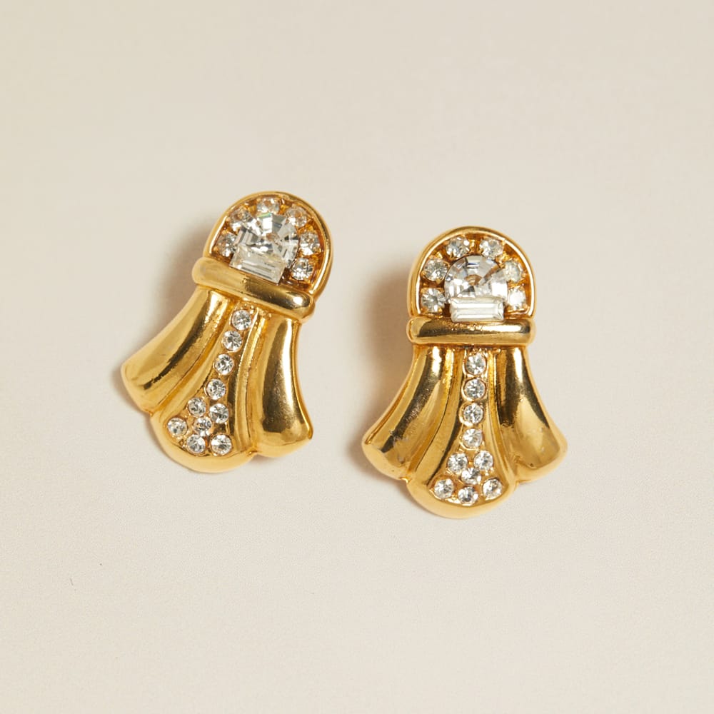 Statement Earring Default Vintage Crystal Fan Clip-On Earrings Orelia Jewellery
