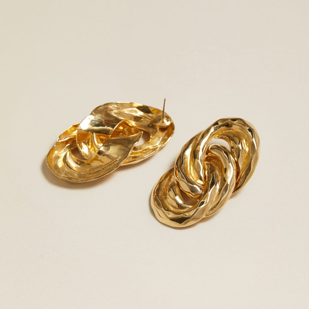 Statement Earring Default Vintage Hammered Interlocking Earrings Orelia Jewellery