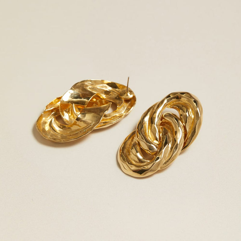 Statement Earring Default Vintage Hammered Interlocking Earrings Orelia Jewellery