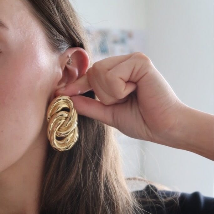 Statement Earring Default Vintage Hammered Interlocking Earrings Orelia Jewellery