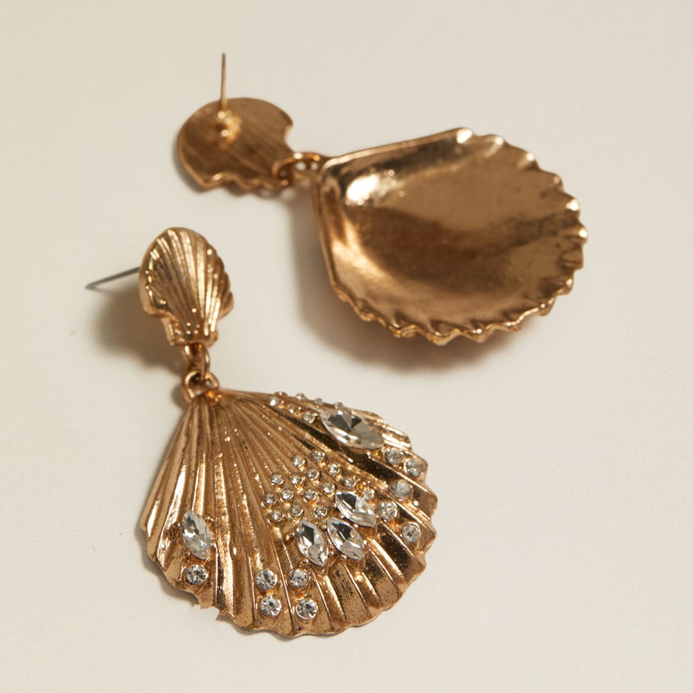 Statement Earring Default Vintage Large Crystal Shell Drop Earrings Orelia Jewellery
