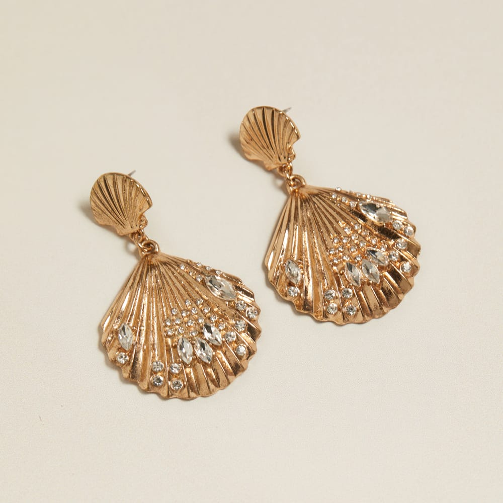 Statement Earring Default Vintage Large Crystal Shell Drop Earrings Orelia Jewellery