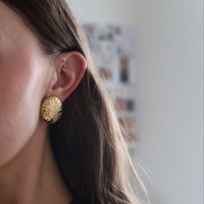 Statement Earring Default Vintage Oversized Floral Embossed Clip-On Earrings Orelia Jewellery