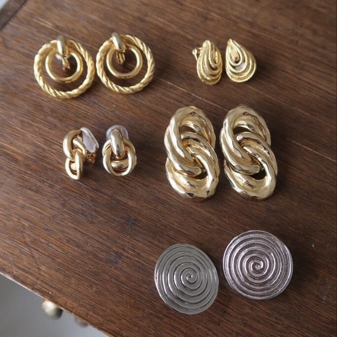 Statement Earring Default Vintage Silver Spiral Disc Clip-On Earrings Orelia Jewellery