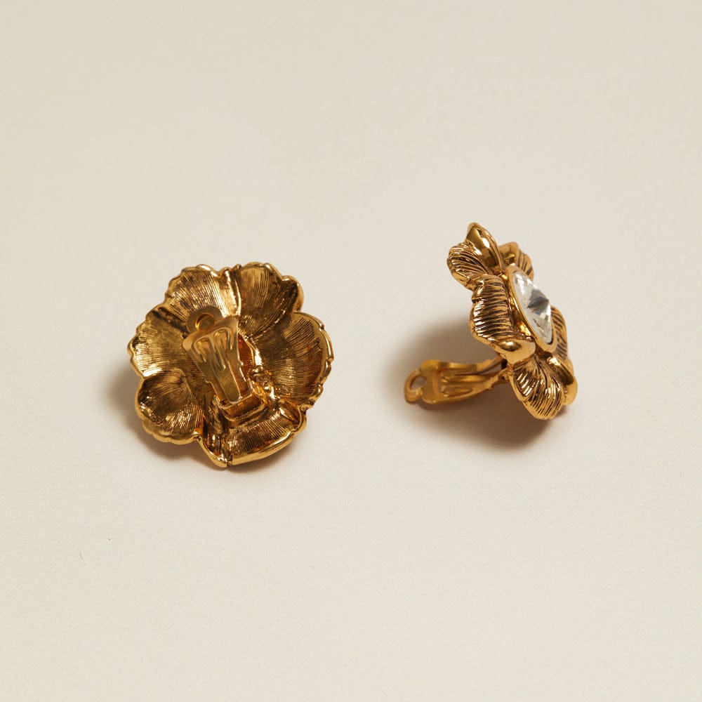 Statement Earring Default Vintage Statement Flower Crystal Clip-On Earrings Orelia Jewellery
