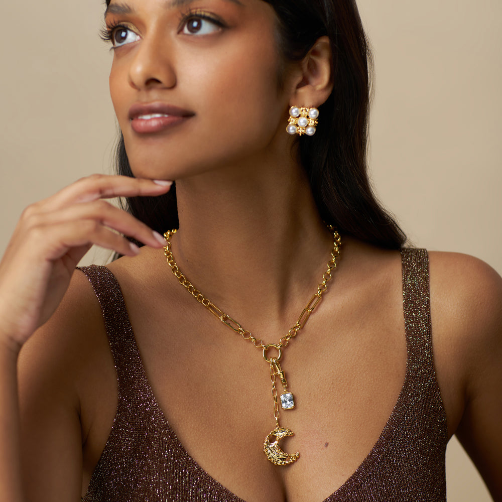 Statement Earring ONE Statement Cross & Pearl Stud Earrings Orelia Jewellery