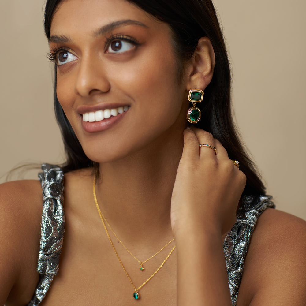 Statement Earring ONE Statement Emerald Deco Drop Earrings Orelia Jewellery