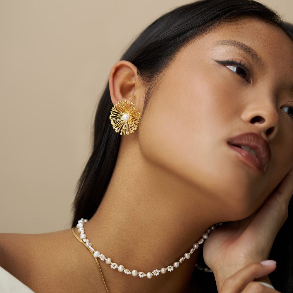Statement Earring ONE Statement Flower & Pearl Earrings Orelia Jewellery