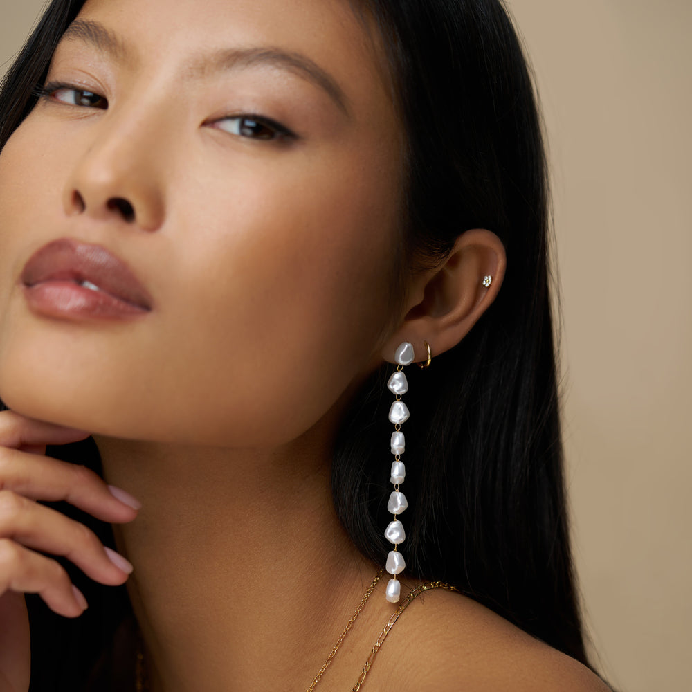Statement Earring ONE Statement Pearl Long Drop Earrings Orelia Jewellery