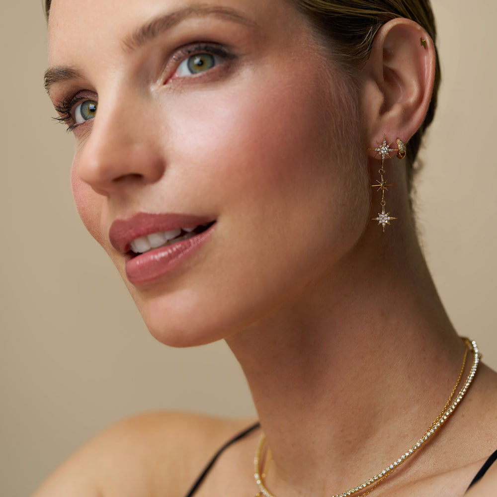 Statement Earring Triple Crystal Starburst Drop Earrings Orelia Jewellery