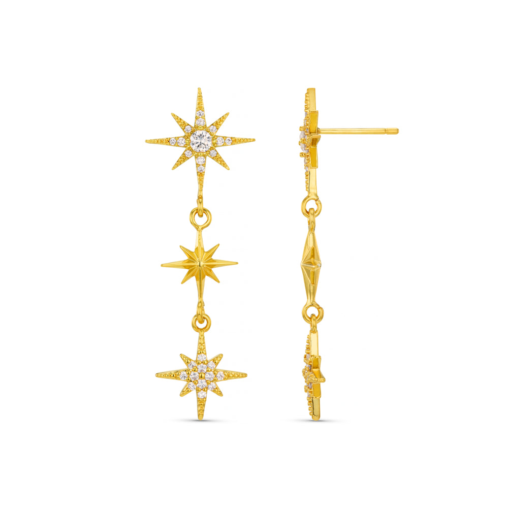 Statement Earring Triple Crystal Starburst Drop Earrings Orelia Jewellery