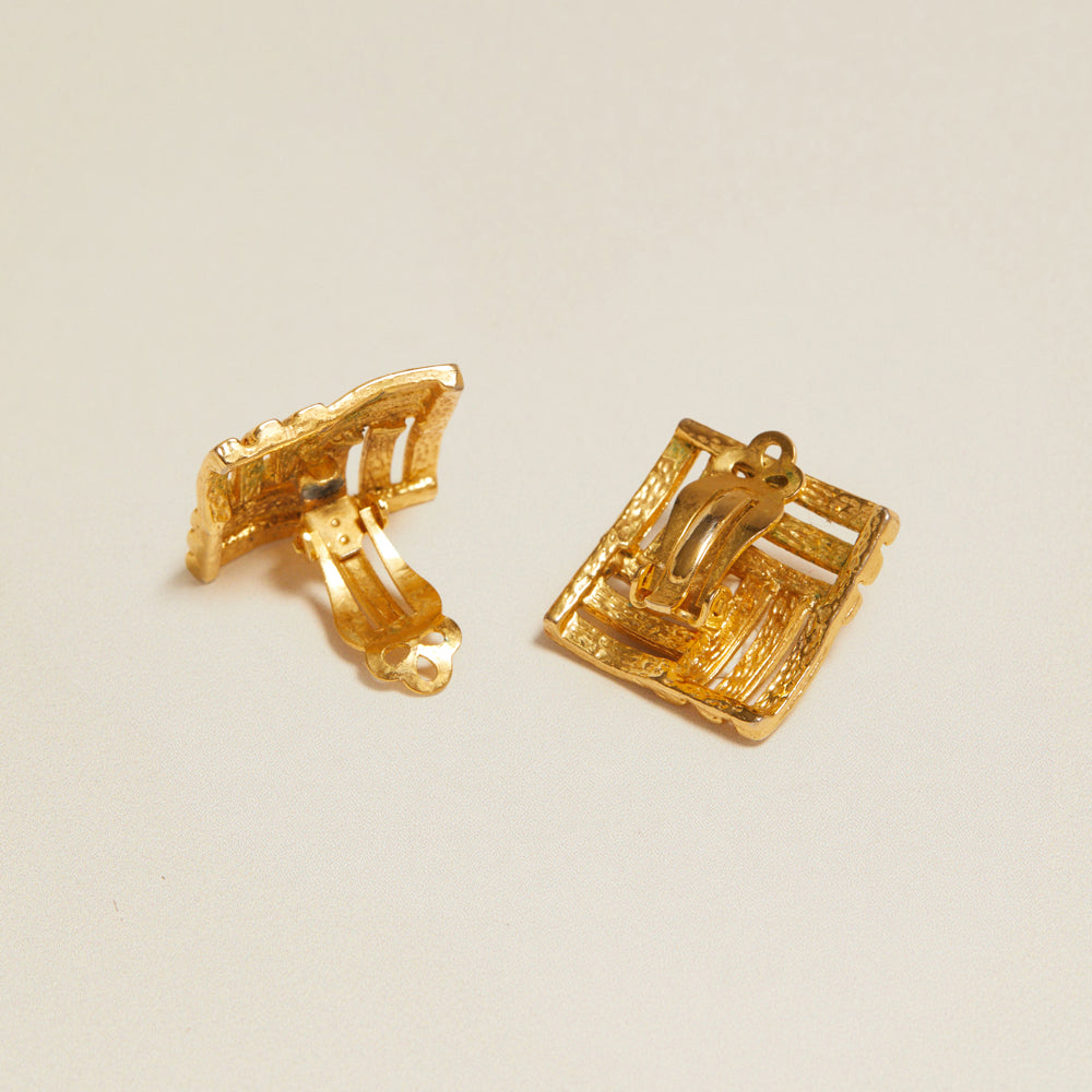 Statement Earring Vintage Basket Weave Clip-On Earrings Orelia Jewellery