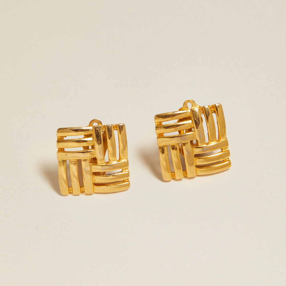 Statement Earring Vintage Basket Weave Clip-On Earrings Orelia Jewellery