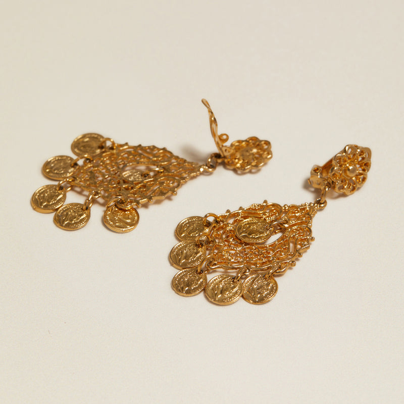 Statement Earring Vintage Coin Chandelier Clip-On Earrings Orelia Jewellery