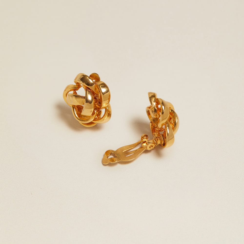 Statement Earring Vintage Gold Ribbon Clip-On Earrings Orelia Jewellery