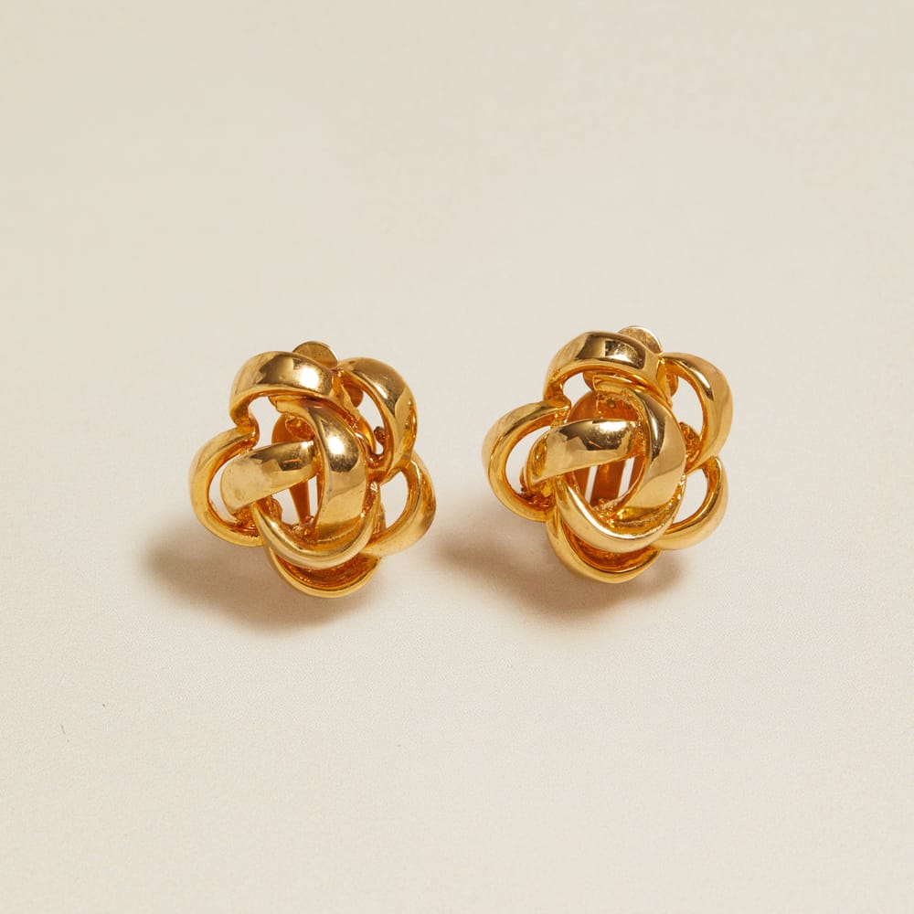 Statement Earring Vintage Gold Ribbon Clip-On Earrings Orelia Jewellery