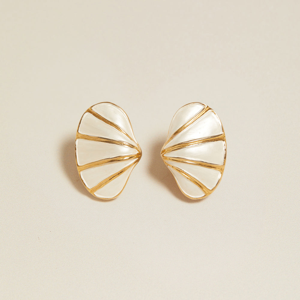 Statement Earring Vintage Pearl Shell Clip-On Earrings Orelia Jewellery