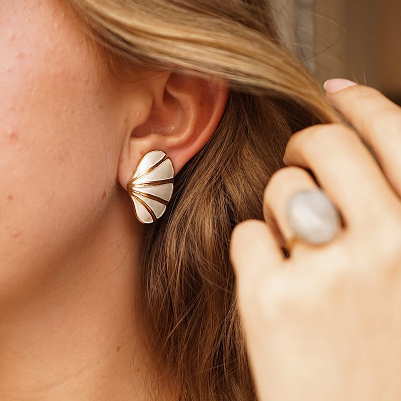 Statement Earring Vintage Pearl Shell Clip-On Earrings Orelia Jewellery